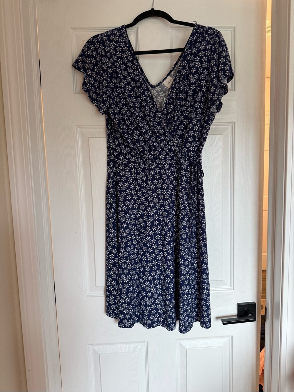 Kaileigh Navy Floral Wrap-Style Dress